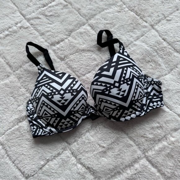 Victoria’s Secret PINK | Black & White Aztec Push-up Bra | Size 34B - Picture 2 of 10